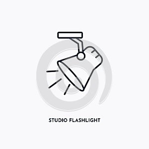 Studio flashlight outline icon. Simple linear element illustration. Isolated line studio flashlight icon on white background. Thin