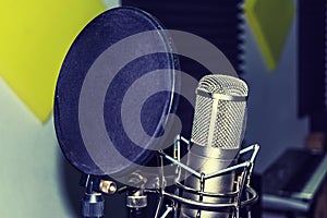 Studio microphone at recording studio