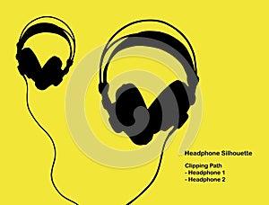 Studio headphone silhouette with clipping path