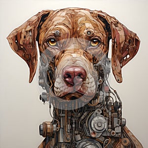 studio headshot portrait of brown white and black medium mixed breed dog Generative AI technology.