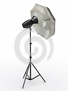 Studio lighting equipment. Flash and umbrella