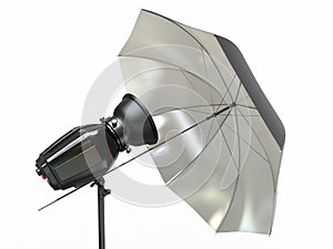 Studio lighting equipment. Flash and umbrella