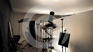 Studio lighting setup for photo shooting production.