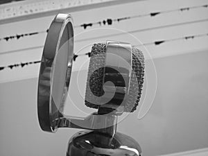 Studio Microphone in Black & White