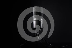 Studio microphone on dark background