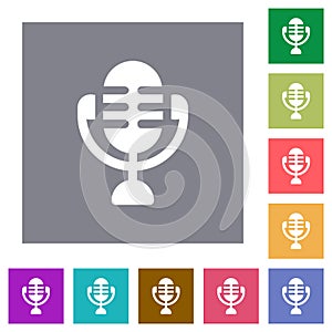 Studio microphone solid square flat icons