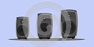 Studio monitors in vector.