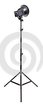 Studio monoblock flash light isolated on white