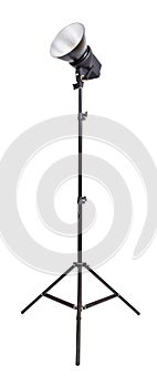 Studio monoblock flash light isolated on white