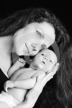 Studio mother with a newborn son