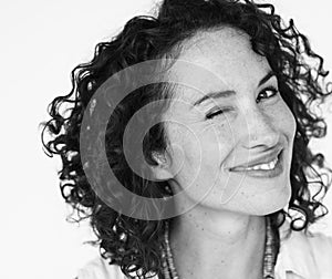 Studio People Shoot Portrait Isolated on White Concept