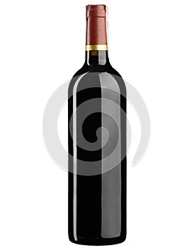 Studio photo of real red wine bottle without sticker