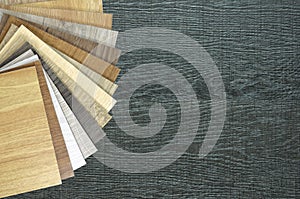 A studio photo of sample laminate flooring wood texture floor. S