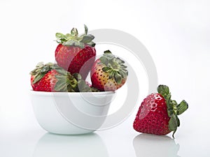 Studio photo of strawberries in a bowl