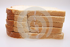 A studio photograph of 5 slices of white bread photo