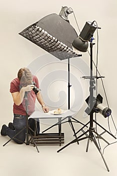 Studio photographer working on product food photography