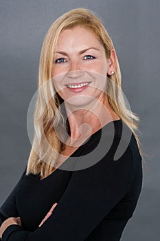 Studio Portrait Attractive Middle Aged Woman