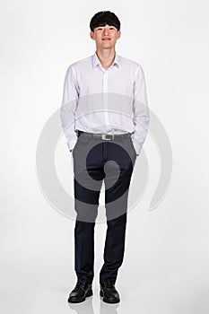 Studio portrait of an East Asian business man for various poses