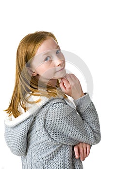 Studio portrait of eleven-year-old attractive girl