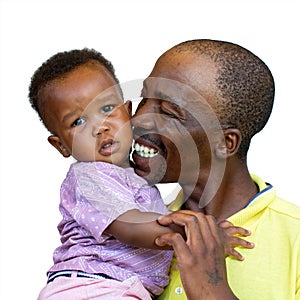 Studio Portrait of happy young African father with toddler