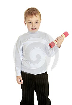 Studio portrait of a little boy.