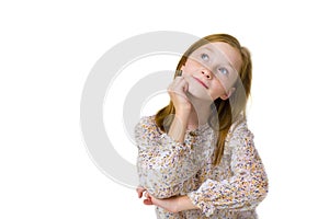 Studio portrait of the pensive girl of the teenager