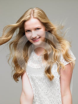 Studio Portrait Of Pretty Teenage Girl