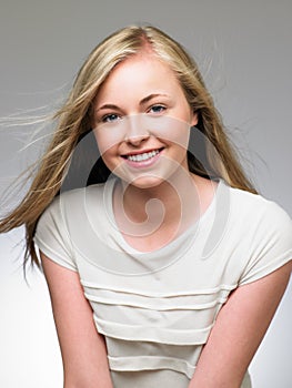 Studio Portrait Of Pretty Teenage Girl