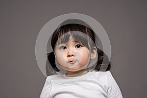 Studio portrait shot of 3-year-old Asian baby - isolated