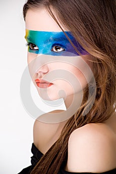 studio portrait of a young cute girl