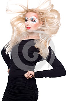 studio portrait of a young cute girl