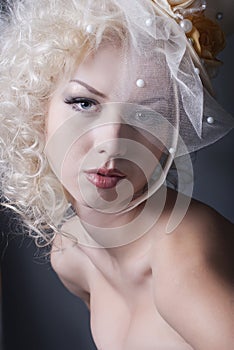 studio portrait of a young cute girl