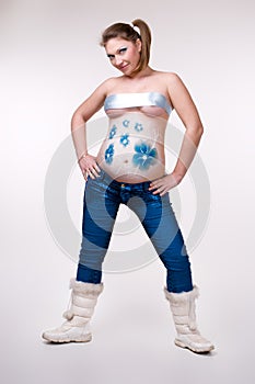 studio portrait of a young cute girl