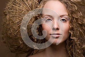 studio portrait of a young cute girl