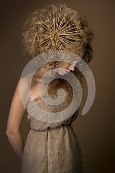 studio portrait of a young cute girl