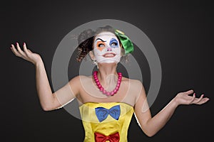 studio portrait of a young cute girl