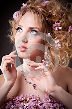 studio portrait of a young cute girl