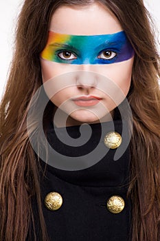 studio portrait of a young cute girl