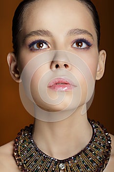 Studio Portrait of Young Gentle Fashion Model