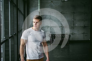 Studio portrait young men bodybuilder athlete