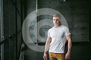 Studio portrait young men bodybuilder athlete