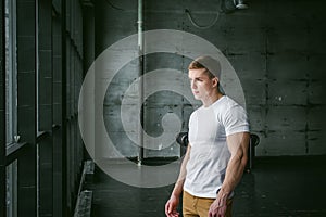 Studio portrait young men bodybuilder athlete