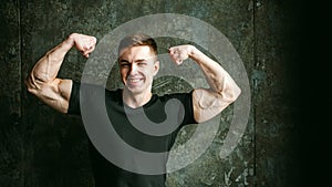 Studio portrait young men bodybuilder athlete