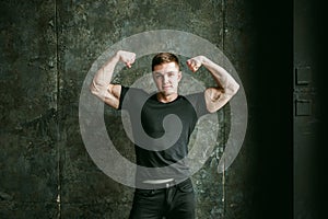 Studio portrait young men bodybuilder athlete