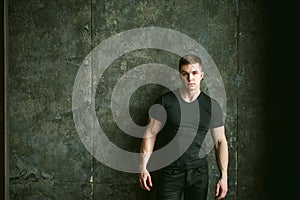 Studio portrait young men bodybuilder athlete