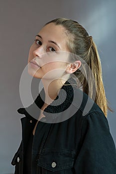 Studio portrait of a young teenager girl