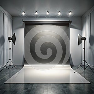 Studio Room Gradient Background. Abstract Black White Gradient Background