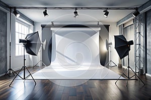 Studio room gradient background. Abstract black white gradient background