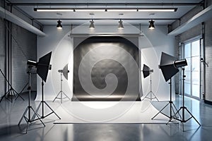 Studio room gradient background. Abstract black white gradient background