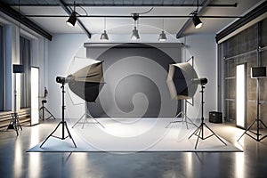Studio Room Gradient Background. Abstract Black White Gradient Background